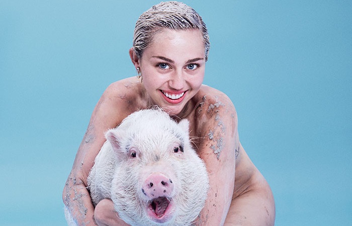 H Mileys Cyrus γυμνή με το γουρούνι της