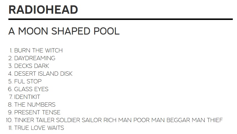 radiohead a moon shaped pool